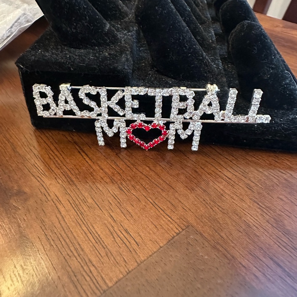 Basketball Mom Rhinestone Brooch NWT - Picture 3 of 6